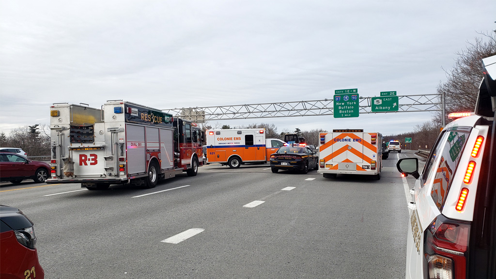 Image of emergency vehicles on the road